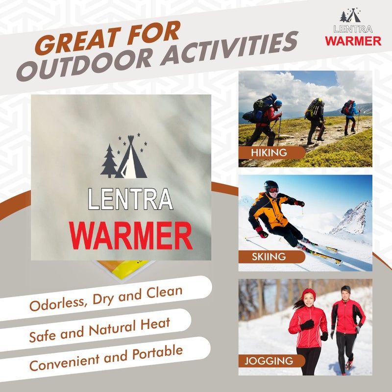 LENTRA Hot Hand Warmers - 50 Count - 10 Hours Long Lasting Heat, Safe Natural Odorless Air Activated Heat Packs for Hands, Toes and Body - TSA Approved - Image 5